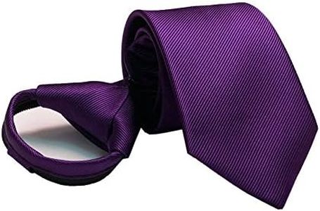 Mens Big Boys Dark Purple Silk Clip on Zip Ties Elegant Formal Wedding Neckties