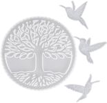 Tree of Life Epoxy Resin Mold with Hummingbirds, Wall Hanging Art Silicone Resin Mold for Wall, Artcrafts, DIY (White/4PCS)