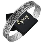 Cigmag Copper Bracelet for Men Ultra Strength Magnet 99% Solid Pure Copper Brazaletes Adjustable Cuff Bangle with Gift Box for Father's Day & Birthday (Grey Viking Pattern)