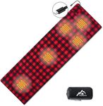 MANTUOLE Heated Sleeping Bag pad, Heated Sleeping Bag liner, Type-C Input, 5 Heating Zones, Operated by Battery Power Bank (Battery NOT included) or other USB Power Supply. Black & Red Flannel.Type-C.