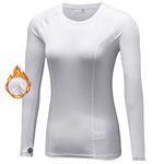 Sillictor Thermal Base Layer Womens Wicking Ski Base Layers with Thumb Hole Long Sleeve Running Top for Sports Gym Hiking Cycling Women Compression Tops High Wicking Breathable Warm 5021 White M