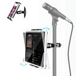 Elitehood Aluminum iPad Holder for Mic Stand, 360° Swivel Tilt Tablet Holder for Mic, Sturdy Mic Stand iPad Mount, Adjustable Tablet Microphone Stand for iPad Pro, Mini Air and More 4-13" Tablet