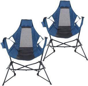 LET'S CAMP Hammock Chair Portable Camping Chair, 2 Pack Oversized Folding Rocking Chair with Headrest and Cup Holder for Travel, Picnic, Patio, Fishing, Supports 300lbs