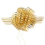 Home REPUBLIC-10 Bow Golden Colour Colour 50 mm Wedding Pull Bow Organza Striped Ribbon String with 35" Long Tulle Tails Wedding Party Bridal Gift wrap Wrapping Bows,Gift Bows, Christmas Bows