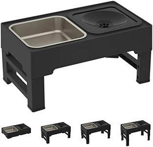 Elevated Dog Bowls for Large Dogs, Adjustable 4 Heights Raised Dog Bowl Stand with 2 Stainless Steel Dog Food Bowls, Anti Slip No Spill Dog Water Bowl for Small Medium Large Dogs & Pets, Black