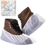 ProtectX White Disposable Shoe & Boot Covers, XL Extra Large, 200-pack (100 pairs), Waterproof, Slip Resistant, Durable CPE Plastic, Fits up to Men's 14 US Size and All Women's US Size Shoes