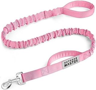 OutdoorMaster Bungee Dog Leash, Heavy Duty Dog Leash with Shock Absorption, 2 Padded Handles Training Leash, Improved Dog Safety and Comfort (Pink, 4FT)