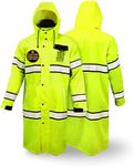 KwikSafety - Charlotte, NC - TORRENT High Visibility Rain Gear - FOLDABLE HOOD - Class 3 ANSI OSHA Reflective Waterproof Trench Safety Jacket/XL