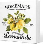 Homemade Lemonade Wooden Plaque Sign Desk Decor,Farmhouse Fruit Lemon Wood Block Sign Desk Decorations for Country Home Kitchen Farm Garden Shelf Table Decor