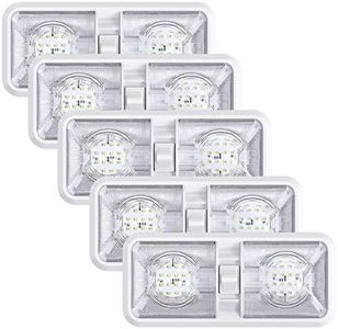 Leisure LED 5 Pack RV LED Ceiling Double Dome Light Fixture ON/Off Switch Interior Lighting for Car/RV/Trailer/Camper/Boat DC 11-18V Natural White 4000-4500K 48X2835SMD (Natural White 4000-4500K, 5)