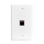 BOPLAT Single Gang Ethernet CAT7 Wall Plate Female to Female - 1 Port Shielded Network CAT 7 RJ45 Keystone Jack Outlet Wallplate for CAT8/CAT7/CAT6 Cables - White