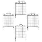 GiantexUK Metal Garden Fencing, Outdoor Decorative Wire Patio Fence, Folding Flower Bed Border Animals Barrier (56in x 12ft)