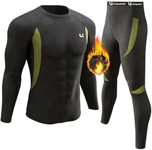 UNIQUEBELLA Men's Thermal Underwear Sets Top & Long Johns Fleece Sweat Quick Drying Thermo Base Layer Black