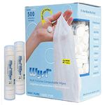 WYSI 500 Expandable Wipes, 22x22cm, Hypoallergenic, Super Soft, Biodegradable, Just Add Water - Box of 500 with 2 Travel Tubes