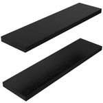 AMADA HOMEFURNISHING Floating Shelves Black, L 23.6in Wall Shelf Deep Set of 2 for Living Room, Bedroom, Bathroom, Kitchen Storage, AMFS05