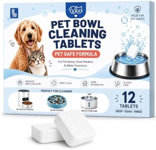 LACRTOPE Pet Bowl Cleaner Tablets for Dogs and Cats, 12 Pack, Unscented