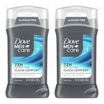 Dove Men+Care Deodorant Stick, Clean Comfort 3.0 oz, Pack of 2