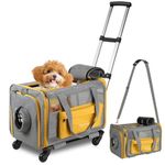 Pawinner Pet Carrier with Wheels for Cats and Dogs Airline Approved, Large Cat Stroller Detachable Foldable Dog Trolley with Washable Pad & Shoulder Strap (Max. 20 lbs)