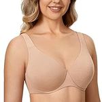 DELIMIRA Women's Plus Size Bras Minimizer Underwire Full Coverage Unlined Seamless Cup Oatmeal Heather 38G