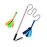 AMYESE Flirt Pole for Dogs - Extendable Flirt Pole with 2pcs Fleece Lure Tugs for Dog Outdoor Entertainment, Train and Exercise, New Coffee