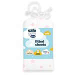 Silentnight Safe Nights Crib Size Fitted Sheets Set 100 Pour cent Jersey Cotton Bedside Compatible Pack of Two Pink Star Easy Care Super Soft Cuddly for Baby with Storage Bag (40 cm x 90 cm x 11 cm)