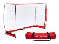 PowerNet Soccer Goal 6ft x 4ft Portable Bow Style Net | Collapsible Metal Base | Durable Lightweight Vertical Poles | Quick Setup EZ Storage | 1 Goal+1 Carrying Bag | Scrimmage Game | Rebounder