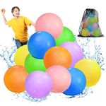 SOPPYCID Reusable Magnetic Water Balloons, 12PC Refillable Water Bomb Splash Balls Self Sealing Quick Fill, Latex-Free Silicone Water Toys for Kids Adults Water Games Outside Summer Fun Party