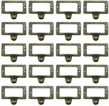 WEICHUAN 20PCS 1-1/8" X 2-1/4" Antique Bronze Card Holder Drawer Pulls/Label Holders/Label Frame Pulls - Vintage Drawer Box Case Cabinet Cupboard Carpenter Repair Decoration Hardware