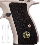 Zib Grips Wooden Grips for CZ 75/85 Compact, CZ P-01, P100, C100, Tristar T100, CZ PCR, CZ 75 D, Palm Swell, Veteran Gift (Dracarys | Brass Logo, Dark Walnut)