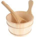 HEALLILY 2pcs Sauna Wooden Bucket and Ladle Set Sauna Water Bucket Wood Ladle Kit Barrel Set Sauna Steam Water Accessories (Neutral Style)