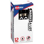 Avery MARKS-A-LOT Permanent Marker, Large Bullet Tip, Black, 12-Count (24878)