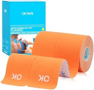 OK TAPE Kinesiology Tape 10 inches Precut, 20 Strips, Cotton Elastic Athletic Tape Latex Free, 2inch x 16ft, 2 Rolls Orange