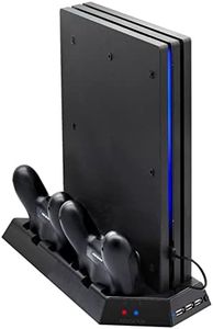 FASTSNAIL Vertical Stand for PS4 Pro with Cooling Fan, Controller Charging Station for PlayStation 4 Pro, Charger for DualShock 4 Controller with LED Indicator