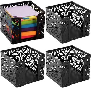 Tebery 4 Pack Black Metal Memo Note Cube Holder Dispenser, Square Sticky Notepad Post Holder for Pen Pencil Home School Office Desk Supplies,4 x 4 Inches