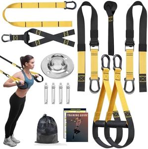 noxozoqm Home Resistance Training Kit,Resistance Trainer Exercise Straps with Handles,Door Anchor,Training Guide, Bodyweight Resistance Straps for Full-Body Workout for Home Gym.