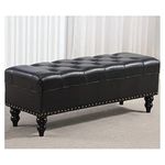 HOMECREST Rectangular PU Leather Upholstered Ottoman Footstool Dressing Stool Sofa Stool Bed End Stool pouffe Couch Bench Puffy Settee 2seater Sofa for livingroom Bedroom Office (Black)