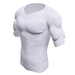 Ypnrd Men Shaper False Muscle Chest T-Shirt Fake Shoulders Padded Underwear Compression T-Shirts,White,S