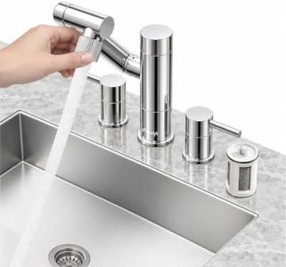 Frizzlife MF1080-X 8-Inch Widespread Bathroom Sink Faucet with Built-In Carbon Block Water Filter, NSF/ANSI 372 Certified, 3-Hole Kitchen Sink Faucet, 1080° Rotating, Stream/Spray, 304 Stainless Steel