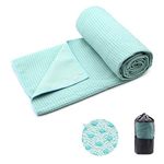 Yoga Towel,Hot Yoga Mat Towel with Corner Pockets Design - Sweat Absorbent Non-Slip for Hot Yoga,Bikram and Pilates (Solid-Teal)