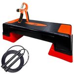 Mapache Step Platform Giant Aerobic Stepper With Skipping Rope for Home and Gym Use,screw Free,adjustable Hieght,color (Mango Orange)