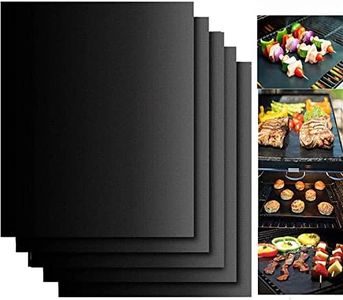BBQ Grill Mat Set of 5,Reusable Non-Stick Coating Grilling Mats,Heat Resistant,Easy to Clean BBQ Accessories,Works on Gas,Charcoal,Electric Grill and Oven,Perfect for Grilling Meat,Veggies,Seafood