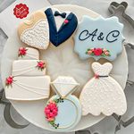 Wedding Cookie Cutters 5-Pc. Set Made in The USA by Ann Clark, Square Plaque, Wedding Cake, Wedding Dress, Diamond Ring, Double Heart