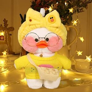 HICAS Peluche con diseño de pato, bonito y suave, muñeco de peluche coreano, con ácido hialurónico, pequeño pato amarillo, 30 cm (pato blanco 02)