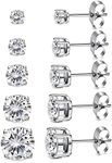 Women's 14K White Plated CZ Stud Ea