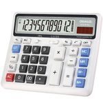 Desktop Calculator Extra Large LCD Display 12-Digit Big Number Accounting Calculator with Giant Response Button, Battery & Solar Powered, Perfect for Office Business Home Daily Use(OS-2135CA)