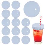 15pcs Women's Drink Protectors, Drink Lids with Straw Holes Drug-Proof Reusable Drink Lids Drink Cover for Nightclubs Party (Blue)