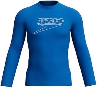 Speedo Men's Classic Logo Long Sleeve Rashguard, Turkish Sea, Medium
