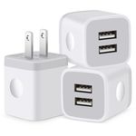 USINFLY USB Wall Charger, 3-Pack 2.1A Dual Port USB Cube Charger Block Power Adapter Charging Plug Box Brick for iPhone 14 13 12 11 Pro Max SE XS XR X 8 7 6 6S Plus, Samsung, Moto, LG, Android Phones