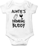 CBTwear Auntie's Drinking Buddy Baby Bodysuit Cute Girl Newborn Clothes Funny Infant Outfit Unisex, White