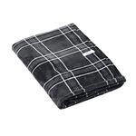 Sleepdown Pet Check Flannel Fleece Throw For Dog Puppy Cat Soft Warm Washable Large Sleep Mat Bed Blanket Cover Car Sofa (90cm x 100cm) - Grey